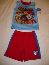 Nickelodeon Boys Paw Patrol Pajamas Blue &amp; Red Size 6-9M Shirt &amp; Shorts NEW - £9.86 GBP
