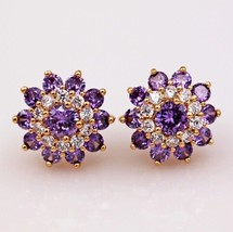 4.0Ct Round Simulated Amethyst Women&#39;s Earrings 14K Yellow Gold Plated Silver - £79.12 GBP