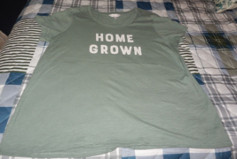 Womens XXL Lauren Conrad Green HOME GROWN Tee SHIRT Crewneck Organic COTTON - $14.84