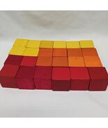 Lot Of (24) Vintage Autumn Color Toy Blocks 1&quot; Red Orange Yellow - €8,98 EUR
