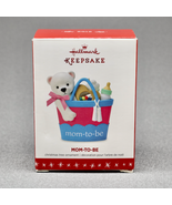 Hallmark 2016 Mom to Be Teddy Bear Baby Bottle Ornament Shower Gift Topper - £7.00 GBP