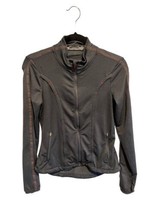 ATHLETA Womens Jacket LOVE YOGA Gray Full Zip Pocket Ruched Thumbholes S... - $25.91