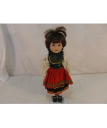 Porcelain Doll Brown Braided Haired Russian Style Dressing &amp; Stand 33078 - £13.96 GBP