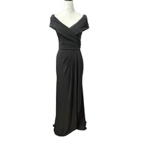 La Femme Womens Gown Dress Black Ruched Maxi Off Shoulder Sleeveless Zip 2 New - £122.24 GBP