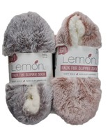 Ladies&#39; Lemon Faux Fur Slipper Sock Super-Soft, Grey or Pink Multi Sizes... - $31.38 CAD+