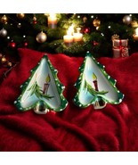 MCM Set 2 1959 Holt Howard Ceramic Christmas Tree Hand Painted Trinket A... - $623.06 MXN