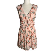 Everly Sleeveless Chiffon Mini Dress S Pink Elastic Waist Lined Low Back... - $27.84