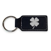 Keychain - Rectangle - 4 Leaf Clover - Leather - Irish (Rustic/Gold) - $21.49 CAD