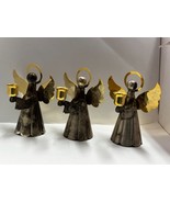 Silverplated Plated Brass Angel figural set of 3 Candlestick Candle Hold... - £19.69 GBP