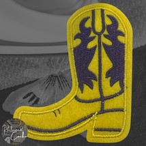 Cowboy Boot in Yellow and Purple Iron On Patch Applique Embellishment - $4.00