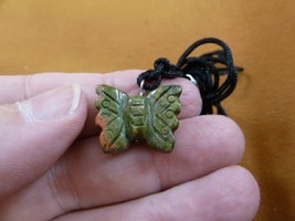 an-but-23 Butterfly Green orange simple carving PENDANT necklace gemston... - $7.70