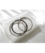 Department Store 7&quot; Silver/Gold/Black Beaded Coil Bangle Bracelet A898 - £13.03 GBP