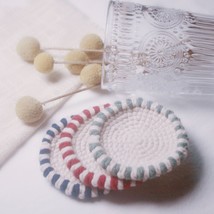 Knitted Round Coaster, Handmade, Crochet Tea Coaster, Home Decor, Cotton - £25.80 GBP
