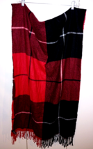 VICTORIA&#39;S SECRET RED/BLACK PLAID LARGE SCARF/WRAP-POLYESTER/VISCOSE-BAR... - £10.45 GBP