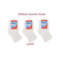 White Diabetic Socks for Men Set of 3 Pairs size 6-12 Mens Quarter Socks - £11.96 GBP