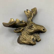 Moose Head Brass Belt Buckle MBCI Antlers 3D Vintage  - $20.09