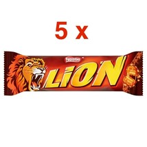 Lion Bar Caramel & Chocolate Bars 5pc. Made In Germany Free Shipping - £9.40 GBP