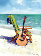 taylor guitar at the beach ocean view ceramic tile mural backsplash medallion - £53.73 GBP+
