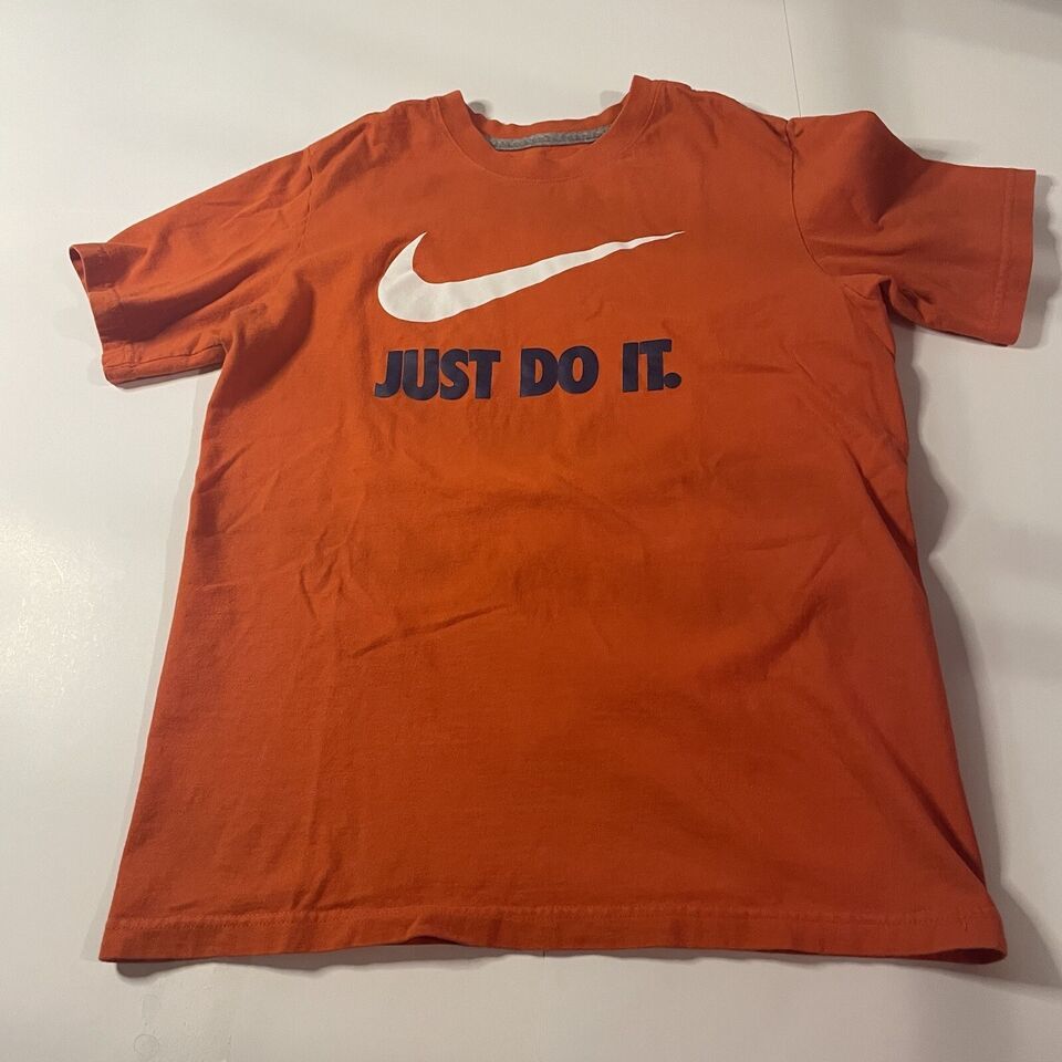 Nike Just Do It T Shirt Youth Large Orange Swoosh Logo - £8.01 GBP