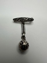 Vintage 800 Silver Marcasite Dangle Brooch 4.5cm X 2.8cm Signed CB - £25.31 GBP