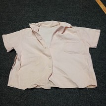 Vintage 50s 60s Button Up Shirt Short  Sleeve  Front Pink Destroyed - £14.57 GBP