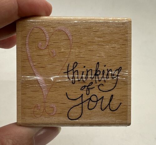 G Studio Thinking Of You w/ Heart Kolette Hall Wood Mounted Rubber Stamp - $4.67