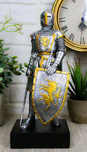 Ebros Medieval Swordsman Knight Of Heraldry Figurine 8.75&quot;Tall Suit of Armor - £31.96 GBP