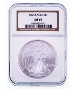 2003 $1 Silver American Eagle Graded by NGC as MS-69 - $1,593.42 MXN