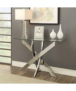 ZCYINGQ Metal X-Cross Sofa Table Clear Silver Contemporary Transitional - $331.96