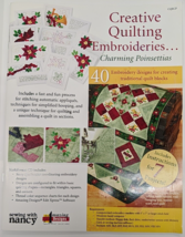 Sewing with Nancy Creative Quilting Embroideries Charming Poinsettias 20... - £27.62 GBP