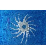 Painting Star Original Signed Art Silver On Blue Acrylic Abstract  Expre... - $359.27