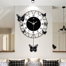 20Inch Artificial Butterfly Wall Clock Iron Craft Decor For Livingroom B... - £51.95 GBP