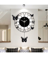 20Inch Artificial Butterfly Wall Clock Iron Craft Decor For Livingroom B... - $72.99