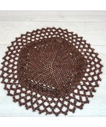 Vintage Handmade Apple Seed 12&quot; Brown Doily Trivet Placemat Folk Art Craft - $29.09