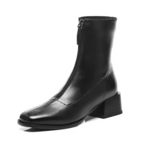 Chelsea Short Tube Boots Women Autumn Winter Thick Heel Martin Boots Female Fron - £61.60 GBP