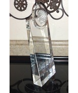 Crystal Glass Golf Ball On Tapered Base Paperweight or Trophy Award 9.75... - $935.83 MXN