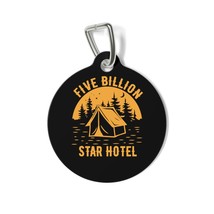 Durable Personalized Pet Tag with Unique Forest Camping Design, Printed on Both  - £13.84 GBP