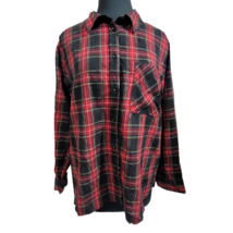 Black and Red Plaid Flannel Button Up Shirt Size XL - £19.78 GBP