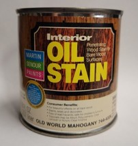 NOS Vintage 70s Martin Senour Interior Oil Wood Stain Old World Mahogany 8oz - £9.30 GBP