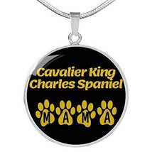 Cavalier King Charles Spaniel Mama Circle Necklace Engraved 18k Gold 18-22&quot; Dog  - £54.87 GBP