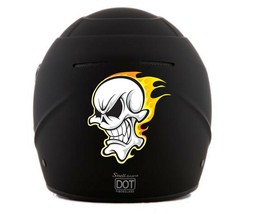 Motorcycle helmet sticker / decal skull flames - £4.74 GBP