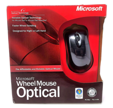 Microsoft Wheel Mouse Optical USB PS/2 3-Button Mouse Black D66-00069 Brand New - £36.36 GBP