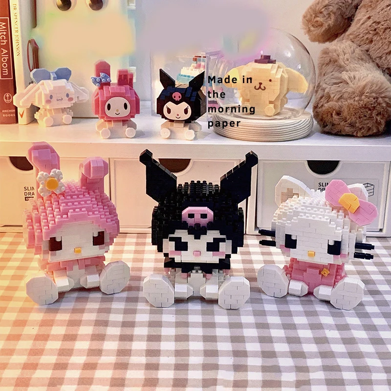 Sanrio Hello Kitty Building Block Assembled Toys Cinnamoroll Anime Figure Kuromi - £12.71 GBP