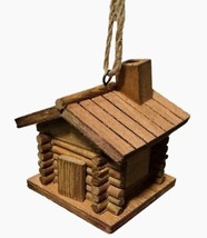 New Wooden Log Cabin Hanging Rustic Ornament Jute hanger 4” - $350.43 MXN