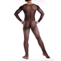 Seamless Men bodystocking See transparent catsuit Long Sleeve Lingerie C... - $36.00