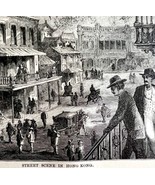 Hong Kong Street Scene Woodcut 1868 Civil War Victorian Military DWAA4 - $39.99