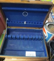 Nakens Tarnish Proof Silverware Wooden Chest Box Blue Lining 12 knife spots - £18.62 GBP