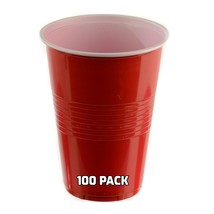 [100 Pack] 16 Oz Red Plastic Cups - Red Disposable Plastic Party Cups Crack Resi - $33.99