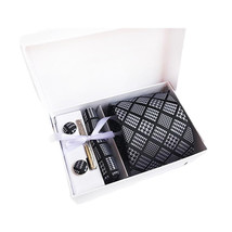 Black Tie, Pocket Square, Cufflinks, Tie Clip 4 Pieces Gift Set  - $31.99