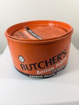 Vintage Butcher&#39;s Wax Boston Polish Amber Paste Wax 16 oz Tin READ - £45.91 GBP